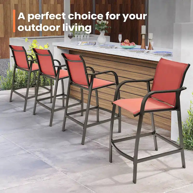 Pellebant 4PCS Outdoor Counter Height Patio Bar Stools Chairs - 21.7widex25.6deepx43.7high
