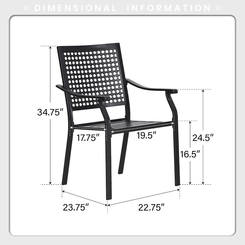 MAISON ARTS 7-Piece Patio Dining Set Metal E-coating & Stackable Patio Dining Chairs