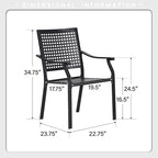 MAISON ARTS 7-Piece Patio Dining Set Metal E-coating & Stackable Patio Dining Chairs