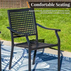 MAISON ARTS 7-Piece Patio Dining Set Metal E-coating & Stackable Patio Dining Chairs