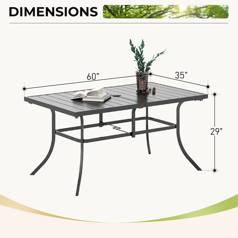 MAISON ARTS 7-Piece Patio Dining Set Metal E-coating & Stackable Patio Dining Chairs