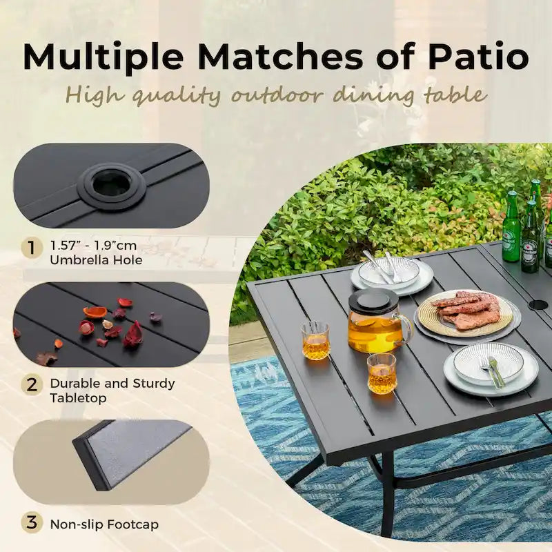 MAISON ARTS 7-Piece Patio Dining Set Metal E-coating & Stackable Patio Dining Chairs