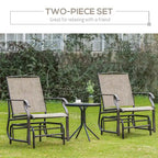 Outsunny 2-Person Gliders Outdoor Swing Chair Set with Breathable Mesh Fabric, Steel Frame for Garden, Backyard, Patio, Dark