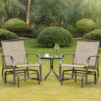 Outsunny 2-Person Gliders Outdoor Swing Chair Set with Breathable Mesh Fabric, Steel Frame for Garden, Backyard, Patio, Dark