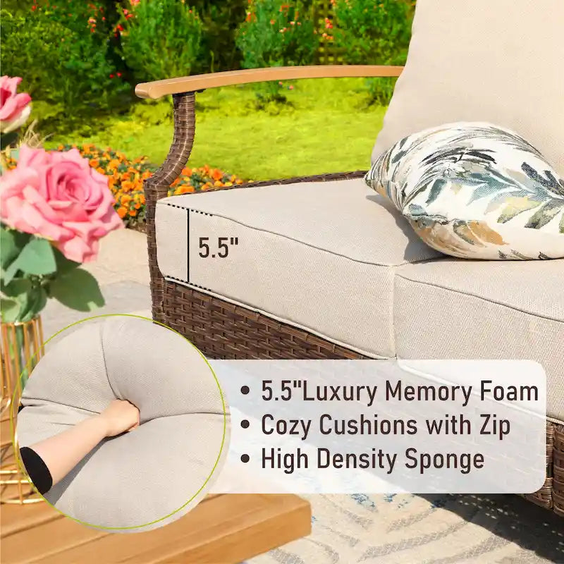 6/9-piece Patio Rattan Wicker Patio Furniture Set Swivel Rocking Chair Conversation Set