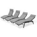 Outdoor Cushioned Chaise Lounge Chairs (Set of 4), Adjustable Reclining Sun Lounger