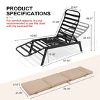 Outdoor Cushioned Chaise Lounge Chairs (Set of 4), Adjustable Reclining Sun Lounger