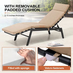 Outdoor Cushioned Chaise Lounge Chairs (Set of 4), Adjustable Reclining Sun Lounger