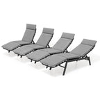 Outdoor Cushioned Chaise Lounge Chairs (Set of 4), Adjustable Reclining Sun Lounger