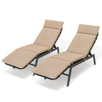 Outdoor Cushioned Chaise Lounge Chairs (Set of 4), Adjustable Reclining Sun Lounger