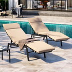 Outdoor Cushioned Chaise Lounge Chairs (Set of 4), Adjustable Reclining Sun Lounger