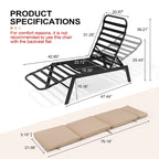 Outdoor Cushioned Chaise Lounge Chairs (Set of 4), Adjustable Reclining Sun Lounger
