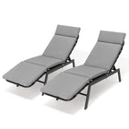 Outdoor Cushioned Chaise Lounge Chairs (Set of 4), Adjustable Reclining Sun Lounger