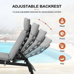 Outdoor Cushioned Chaise Lounge Chairs (Set of 4), Adjustable Reclining Sun Lounger