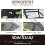 Seats up to 4 Outdoor Dining Sets, 37 Square Metal Bistro Table with Umbrella Hole and 4 Rattan Garden Chairs