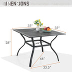 Seats up to 4 Outdoor Dining Sets, 37 Square Metal Bistro Table with Umbrella Hole and 4 Rattan Garden Chairs