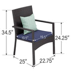 Seats up to 4 Outdoor Dining Sets, 37 Square Metal Bistro Table with Umbrella Hole and 4 Rattan Garden Chairs