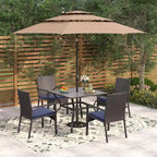 Seats up to 4 Outdoor Dining Sets, 37 Square Metal Bistro Table with Umbrella Hole and 4 Rattan Garden Chairs