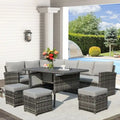 AECOJOY 7PCS Outdoor Patio Wicker Rattan Furniture Set Sectional Sofa