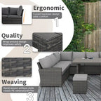 AECOJOY 7PCS Outdoor Patio Wicker Rattan Furniture Set Sectional Sofa