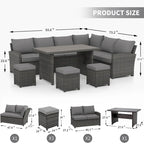 AECOJOY 7PCS Outdoor Patio Wicker Rattan Furniture Set Sectional Sofa