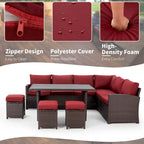 AECOJOY 7PCS Outdoor Patio Wicker Rattan Furniture Set Sectional Sofa