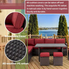 AECOJOY 7PCS Outdoor Patio Wicker Rattan Furniture Set Sectional Sofa