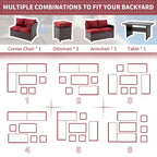 AECOJOY 7PCS Outdoor Patio Wicker Rattan Furniture Set Sectional Sofa