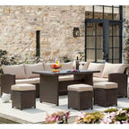 AECOJOY 7PCS Outdoor Patio Wicker Rattan Furniture Set Sectional Sofa