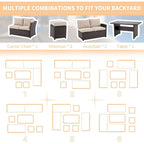 AECOJOY 7PCS Outdoor Patio Wicker Rattan Furniture Set Sectional Sofa