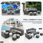 AECOJOY 7PCS Outdoor Patio Wicker Rattan Furniture Set Sectional Sofa