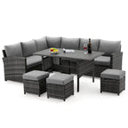 AECOJOY 7PCS Outdoor Patio Wicker Rattan Furniture Set Sectional Sofa