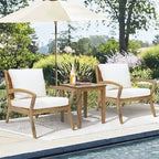 Outdoor Acacia Wood 2 Seater Chat Set with Cushions, Outdoor Bistro Set Furniture