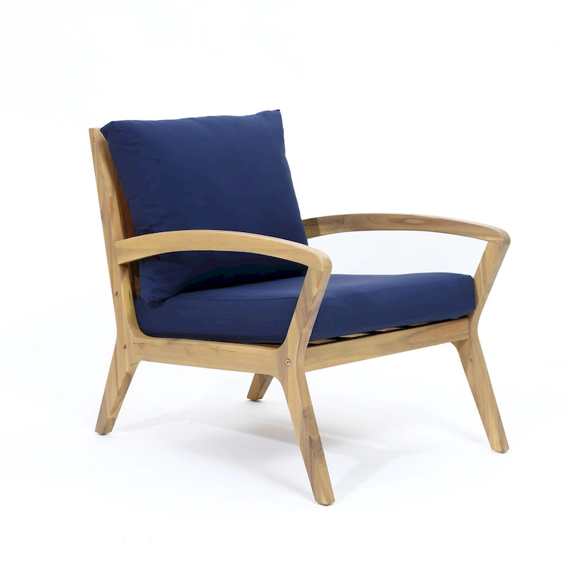 Outdoor Acacia Wood 2 Seater Chat Set with Cushions, Outdoor Bistro Set Furniture