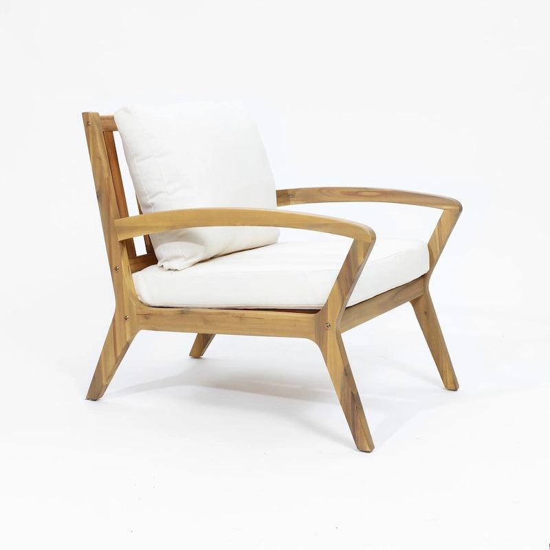 Outdoor Acacia Wood 2 Seater Chat Set with Cushions, Outdoor Bistro Set Furniture