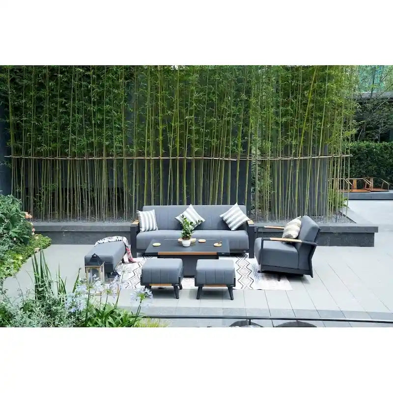 Outdoor Indoor Aluminum Patio Sofa with Coffee Table Collection ,Grey(You can choose one set or a single piece)