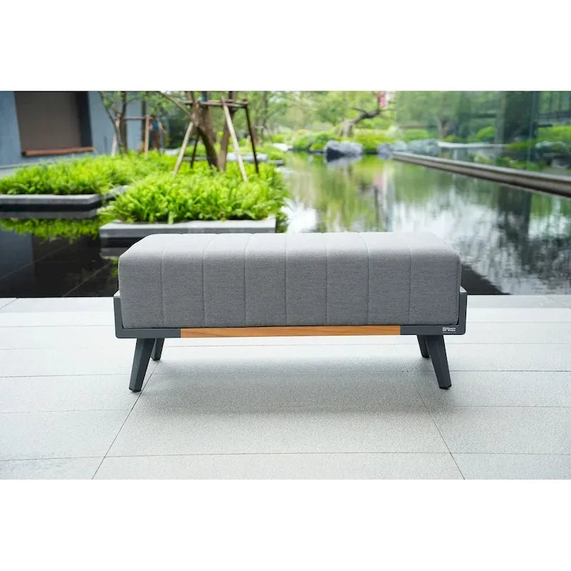 Outdoor Indoor Aluminum Patio Sofa with Coffee Table Collection ,Grey(You can choose one set or a single piece)