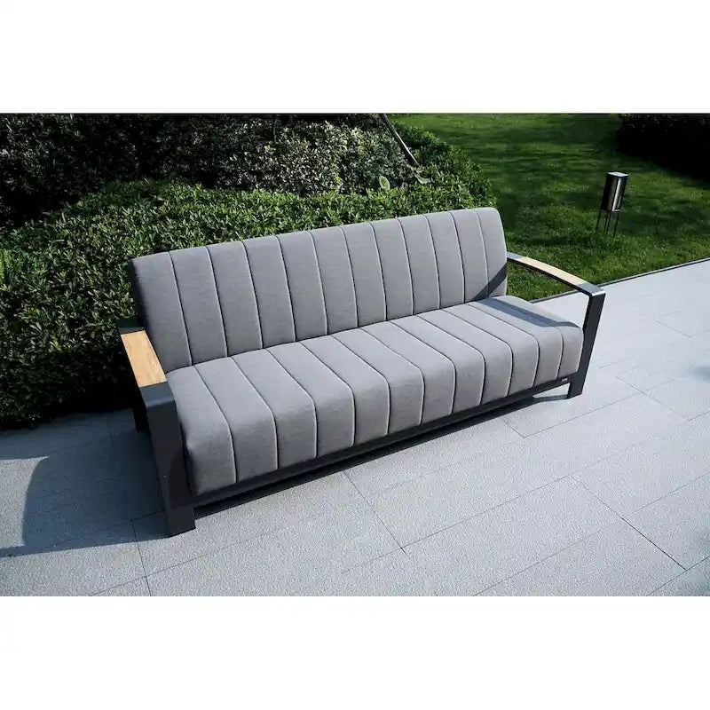 Outdoor Indoor Aluminum Patio Sofa with Coffee Table Collection ,Grey(You can choose one set or a single piece)