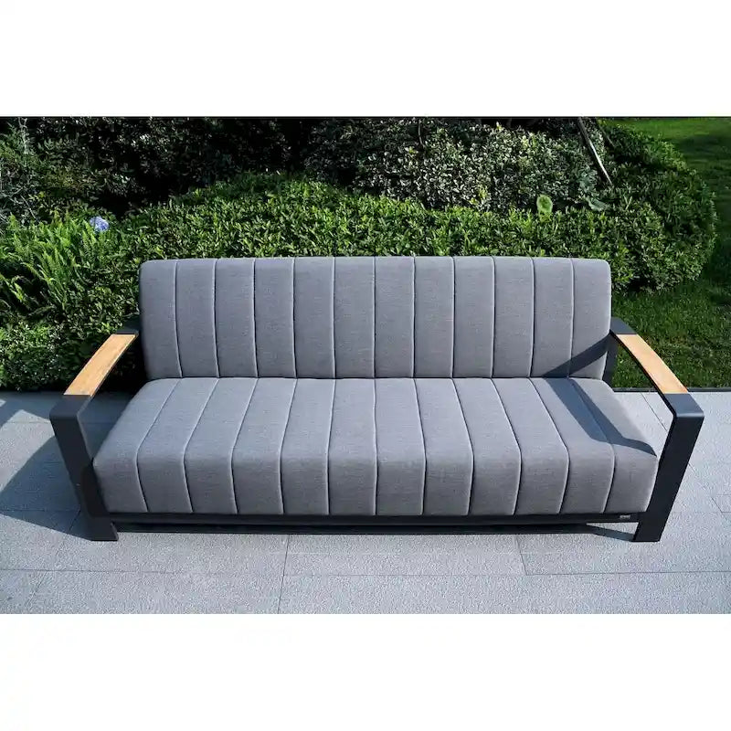 Outdoor Indoor Aluminum Patio Sofa with Coffee Table Collection ,Grey(You can choose one set or a single piece)