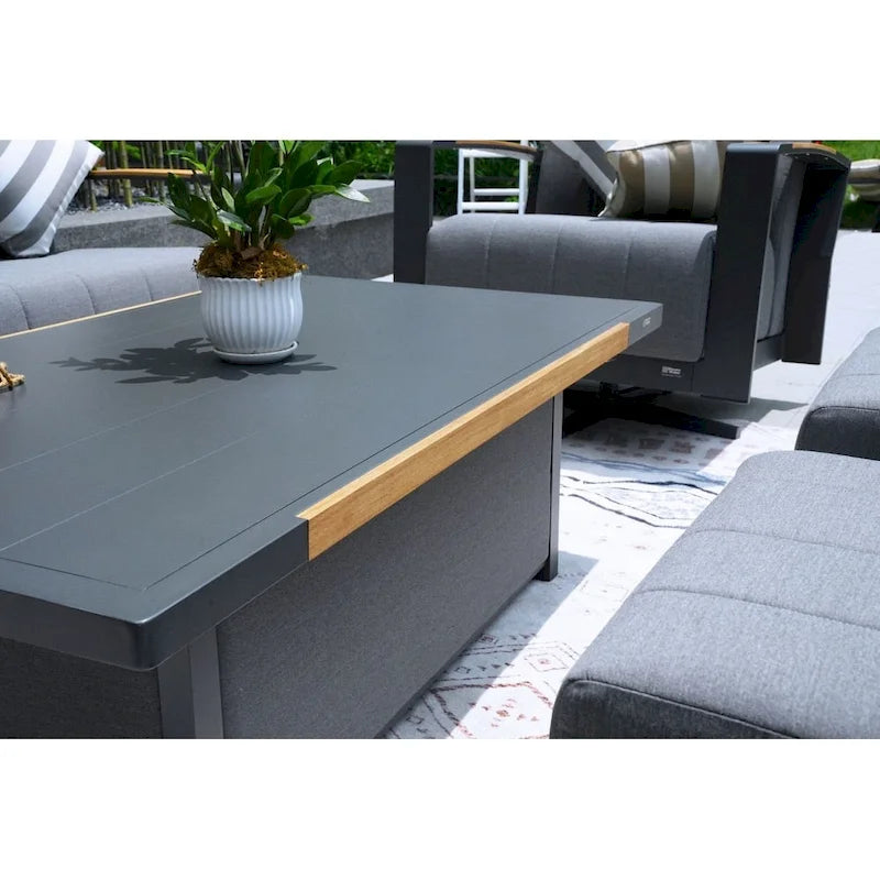 Outdoor Indoor Aluminum Patio Sofa with Coffee Table Collection ,Grey(You can choose one set or a single piece)