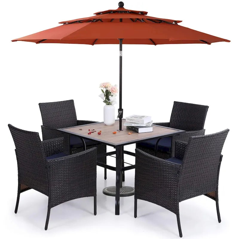 MAISON ARTS Outdoor Patio 6 Pieces Dining Set with Umbrella