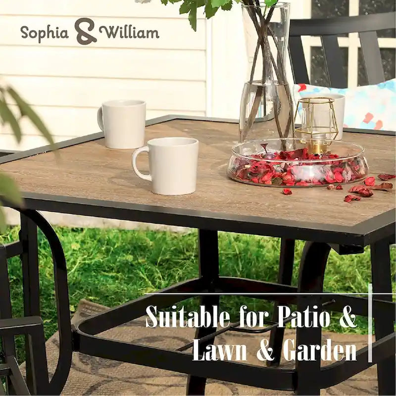 MAISON ARTS Outdoor Patio 6 Pieces Dining Set with Umbrella