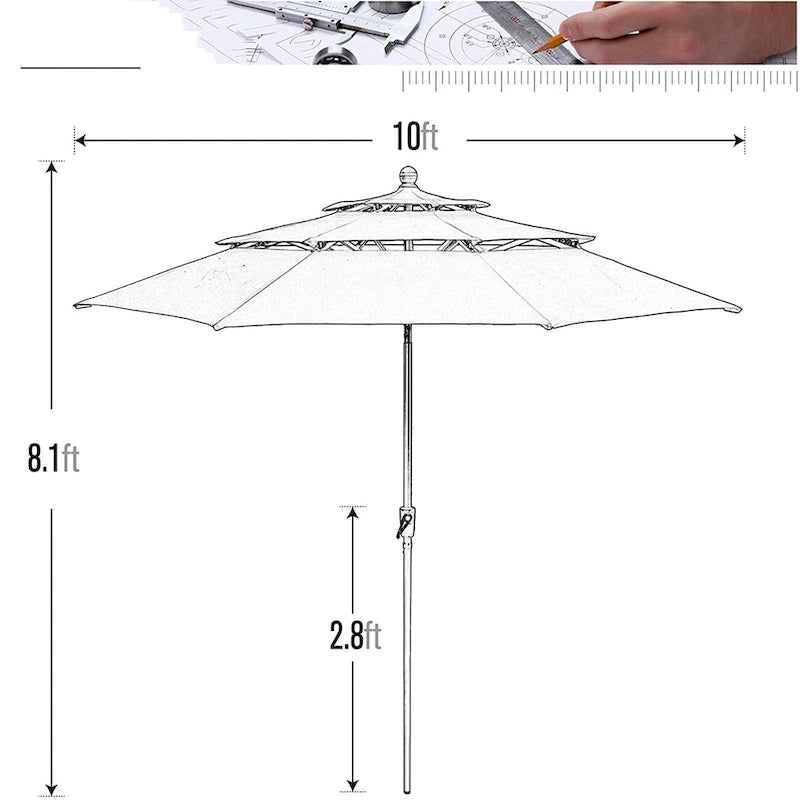 MAISON ARTS Outdoor Patio 6 Pieces Dining Set with Umbrella