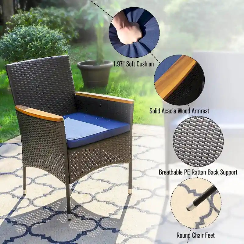 MAISON ARTS Outdoor Patio 6 Pieces Dining Set with Umbrella
