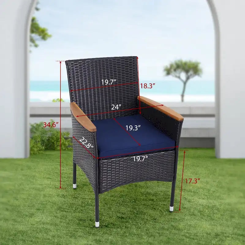 MAISON ARTS Outdoor Patio 6 Pieces Dining Set with Umbrella