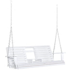 Outsunny 3-Seater Wooden Porch Swing Bench with Folding Coffee Table, Durable PU Coating, Chains Included - 59 x 29.5 x 20.75