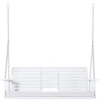 Outsunny 3-Seater Wooden Porch Swing Bench with Folding Coffee Table, Durable PU Coating, Chains Included - 59 x 29.5 x 20.75
