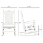 Outsunny 2 Pieces Outdoor Rocking Chair, All Weather-Resistant HDPE Rocking Patio Chairs with Rustic High Back, Armrests