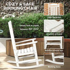 Outsunny 2 Pieces Outdoor Rocking Chair, All Weather-Resistant HDPE Rocking Patio Chairs with Rustic High Back, Armrests