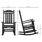 Outsunny 2 Pieces Outdoor Rocking Chair, All Weather-Resistant HDPE Rocking Patio Chairs with Rustic High Back, Armrests